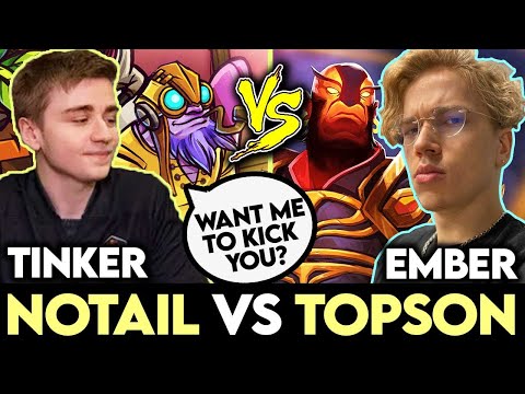 Notail Mid Tinker vs Topson Ember Spirit - Mid Battle OG Civil War Dota 2