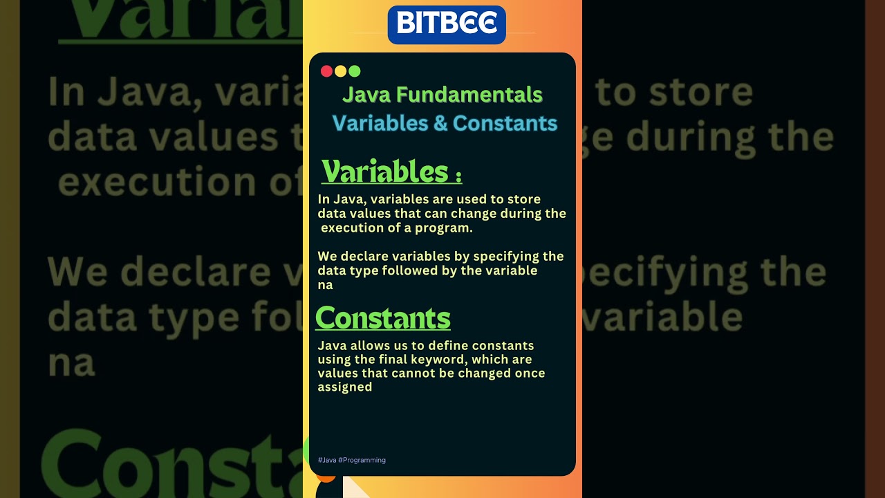 Java Fundamentals: Variables and Constants