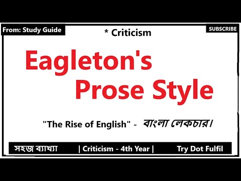 Prose Style of Terry Eagleton | The Rise of English | Try Dot Fulfill