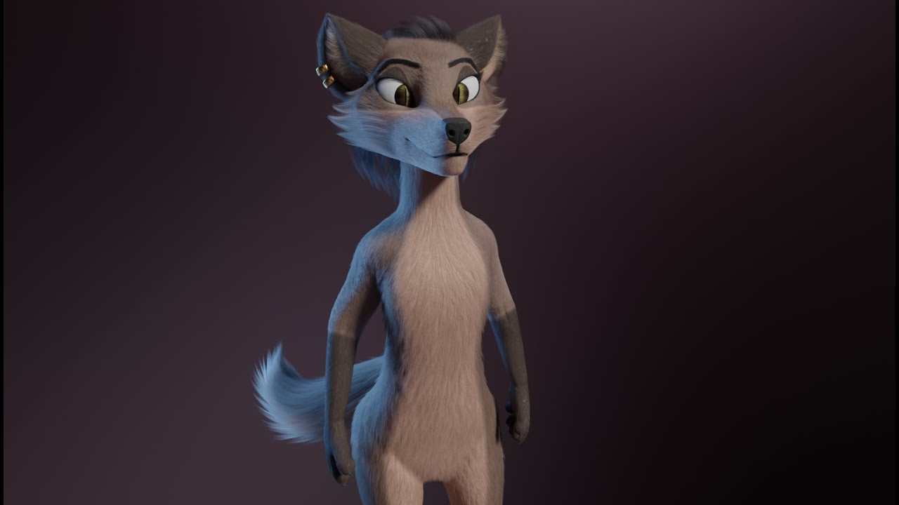 Saphire Anthro Fox 3D Model
