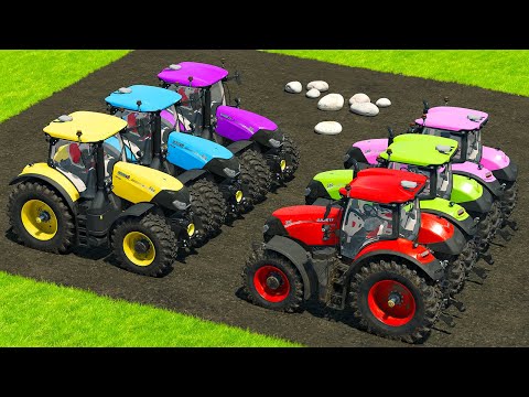 PLOW FIELD AND COLLECT STONES WITH CASE TRACTORS - Farming Simulator 22