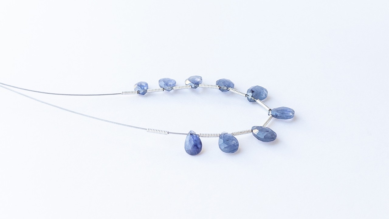 Blue Sapphire | Faceted Briolette | 5.2-6.4mm Bead Size | 9 Pieces | 16 Carats video