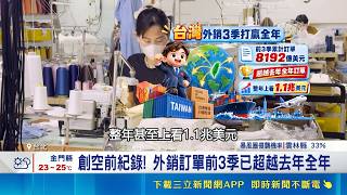 AI需求撐爆台灣出口！9月外銷訂單創新高 前三季首破8千億美元超越去年｜三立財經iNEWS