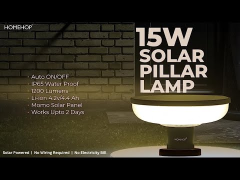 Homehop 15w Solar LED Main Gate Light For Home Outdoor Pillar Waterproof Post Compound Wall Lamp