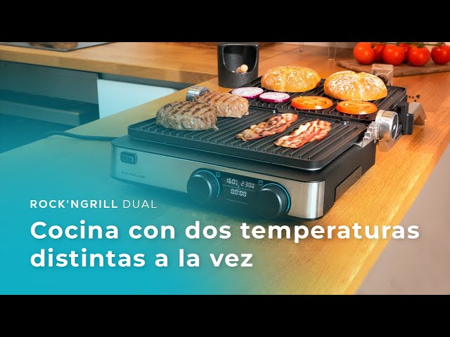 Parrilla elettrica Cecotec Rock’nGrill Dual controllo temperatura dual 2000W apertura 180° piastre rimovibili video