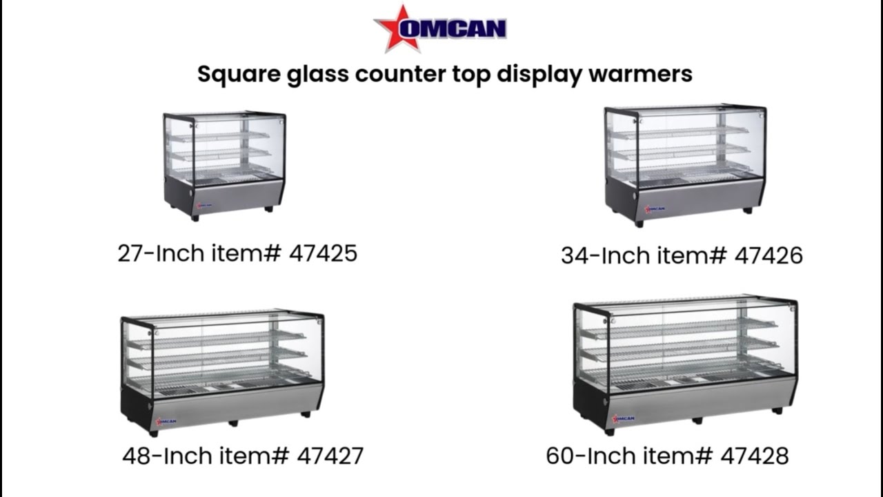 Video thumbnail for 27" Countertop Display Warmer, 3 Shelves, Square Glass, Full-Service, 4.2 cu.ft. (120 L) Capacity  – 110V, 1650 W