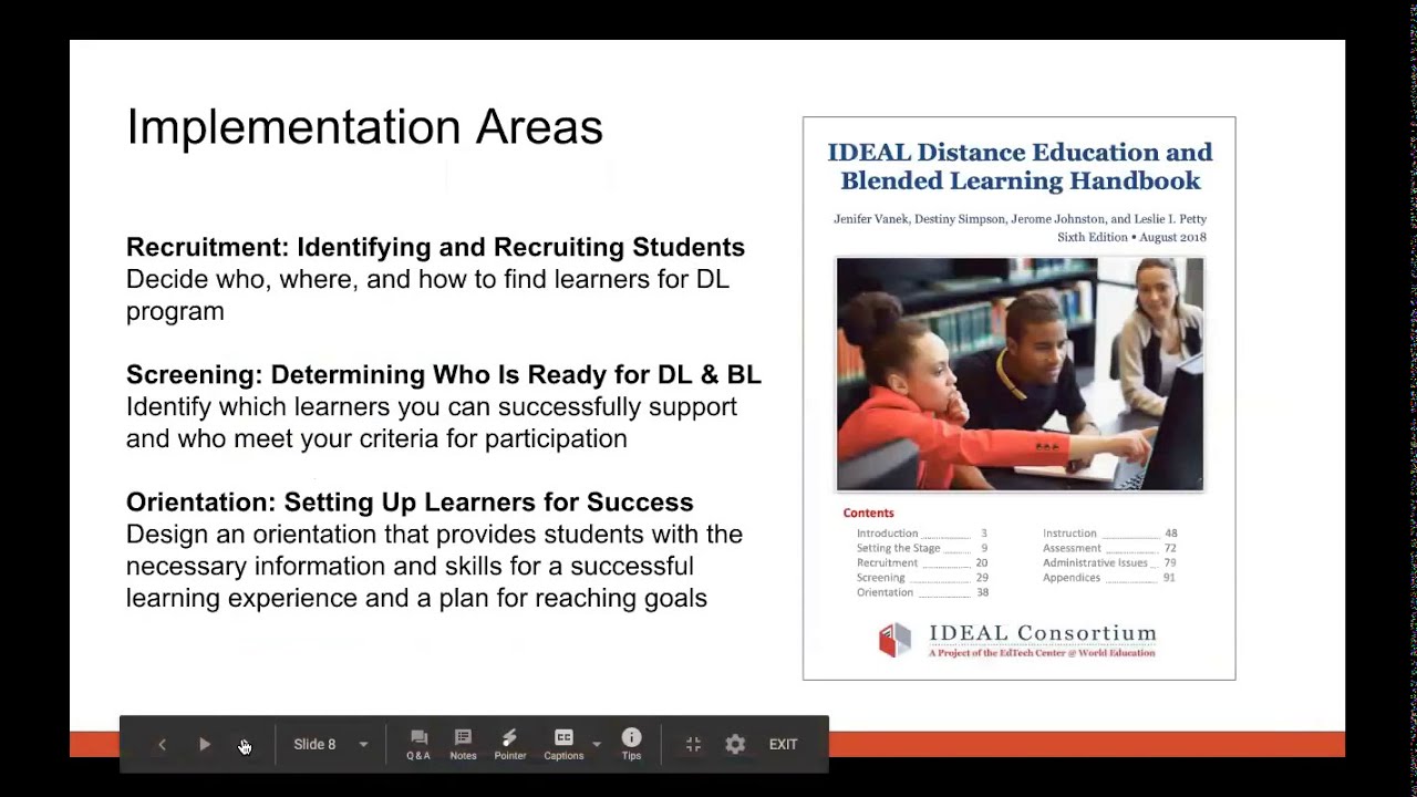 Setting the Stage for Successful Distance and Blended Learning Programs Webinar 2