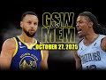 Golden State Warriors Vs Memphis Grizzlies Full Game Highlights October 27 2025 NBA Season