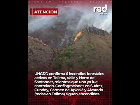 UNGRD confirma 6 incendios forestales activos en Tolima, Valle y Norte de Santander