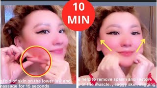 FACE LIFTING EXERCISES for SAGGING SKIN., SAGGING JOWLS + REMOVE MARIONETTE LINES #youtube
