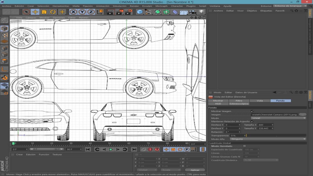 Como montar un plano de referencia en Cinema 4D para modelar