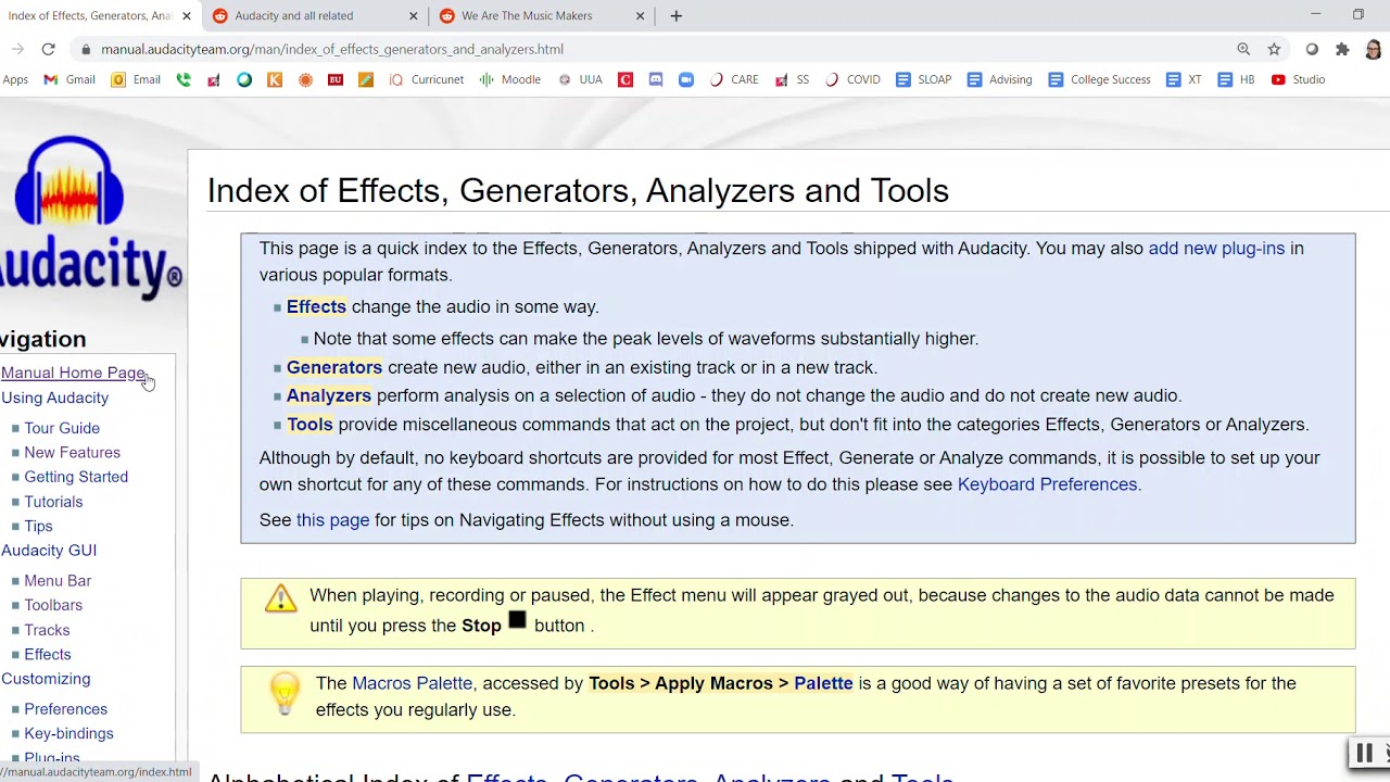 Audacity 101 - 13. Audacity Manual and Reddits