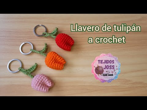 crochet tulip keychain