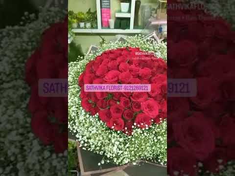 #BIG ROSES BUNCH WITH GYPSY FLOWERS(GOOD WRAPPED) #SATHVIKA FLORIST-9121269121