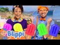 Blippi And Meekah Make Rainbow Color Fruit Popsicles Blippi Learn Colors And Science