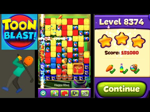 Toon Blast Level 8374 👍No Booster Clear Guide🤺✨