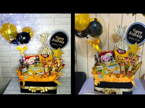 DIY Gift Basket/ Snacks Bouquet/Tutorial Gift Basket Ideas /Gift Hampers/Balloon Bucket Snack Box/
