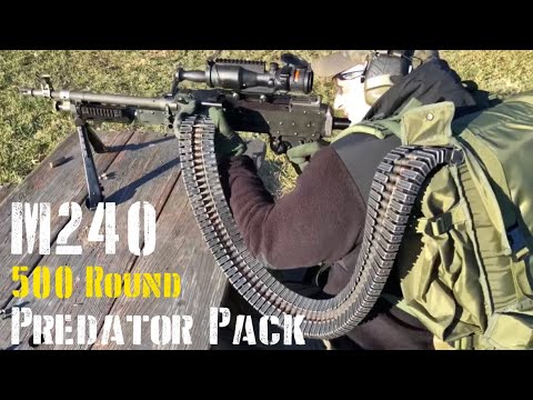 Firing the M240 Machine Gun w/ 500 Round Ammo Backpack