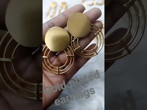 Golden oval druzy stone earrings