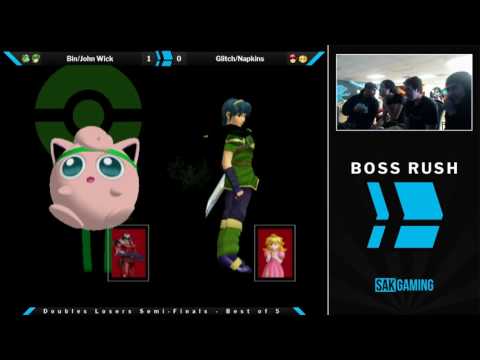 Boss Rush SmashG0D Doubles Losers Semis - Bin/John Wick (Green) vs Glitch/Napkins (Red)