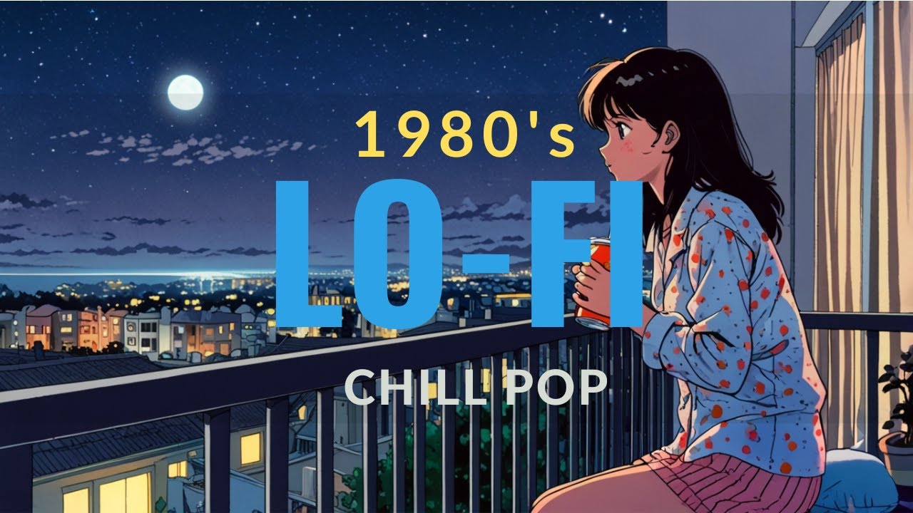 『深夜1時 𝟖𝟎'𝐬のレトロな音楽と夜景に包まれ月を眺める』LOFI Playlist Chill mix BGM [ To Work / To Study ]