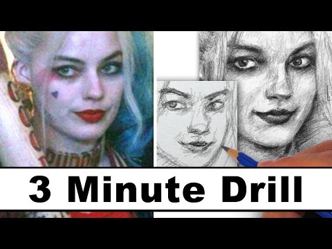 How to Draw Harley Quinn from Suicide Squad Margot Robbie