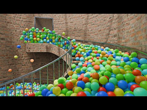 Balls on spiral stair | Blender Rigid body simulation | Blender EEVEE