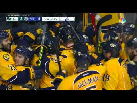 Mike Fisher's game-winning goal in triple overtime - Predators vs Sharks (Game 4)