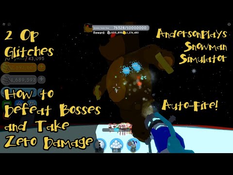 AndersonPlays Roblox Snowman Simulator - 2 OP Boss Fight Glitches - Take Zero Damage!