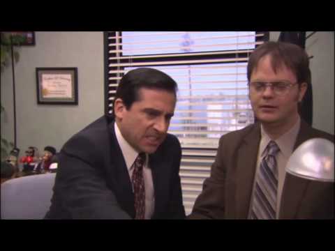The Office:  Michael Scott and Dwight phone Wallace