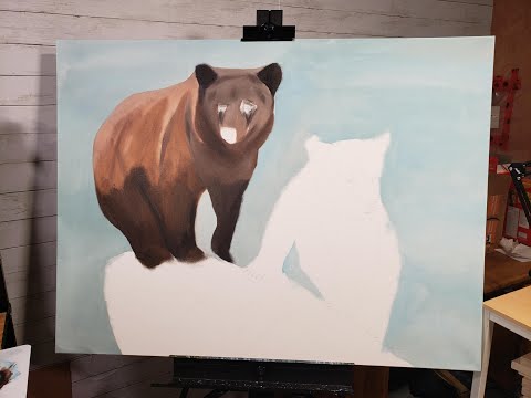 Create With Me - Work In Progress Bear Cub Acrylic Painting #3