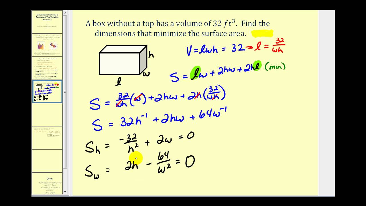 Applications of Extrema of Functions of Two Variables II