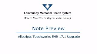 Allscripts EHR 17.1- Note Preview