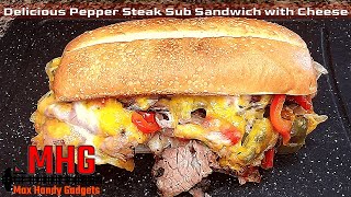Delicious Pepper Steak Sub Sandwich with Cheese