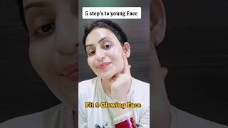 5 Step's Face yoga for perfect Jawline  &amp; Younger Face | Reduce puffiness &amp; fine line fast #shorts