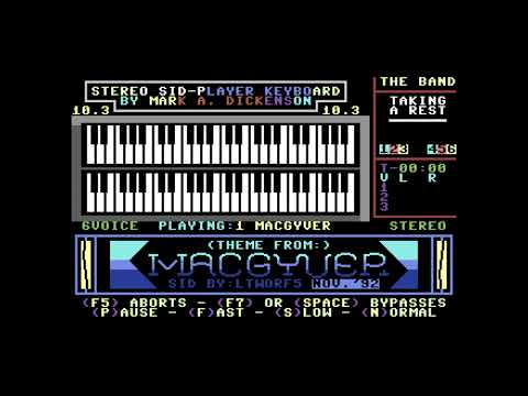Theme from MacGyver played in Stereo Sid Player using Stereo SIDs (VICE C64 emulator)
