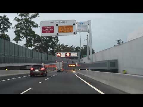 Driving at night on the M1 motorway to the M7 motorway \\ NORTHCONNEX TUNNEL