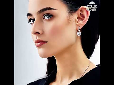 Sterling Silver Moissanite Stud Earrings Women product video