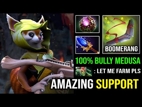 How to Play Support Hoodwink 100% Bullied Medusa with Annoying Hunter's Boomerang Scepter DotA 2