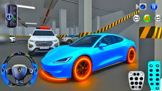 New Blue EV Tesla Car Parking in Building | 3D Driving Class 2025 | Android &amp; iOS Gameplay