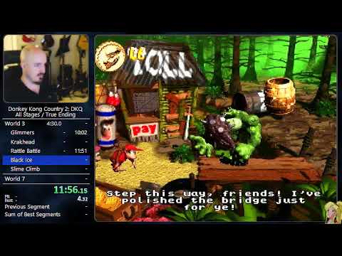 DKC2 All Stages & True Ending Speedrun - 50:49 / 38:12