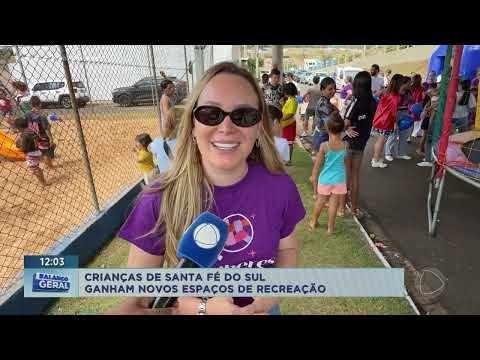 Crianças ganham quadra reformada e novo playground em Santa Fé do Sul