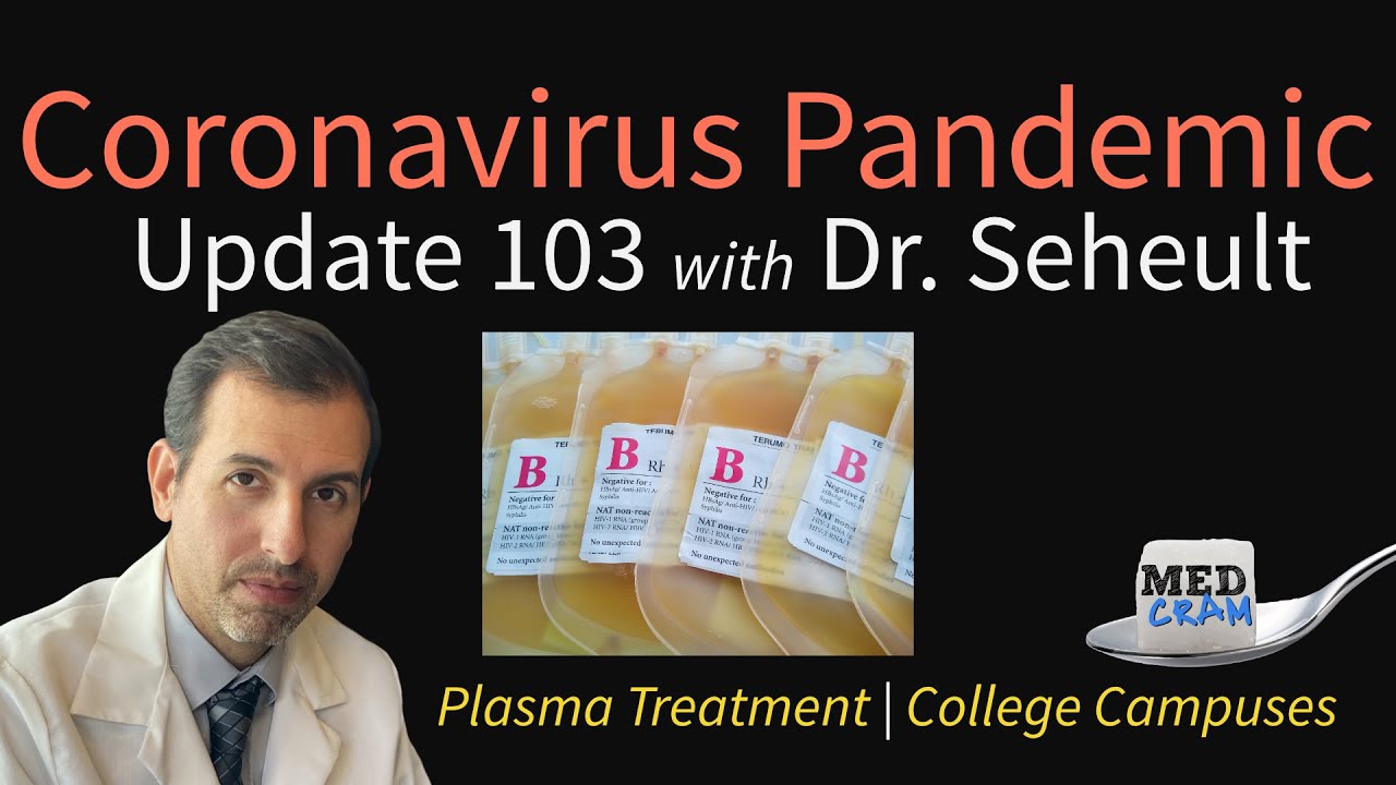 Coronavirus Pandemic Update 103: Convalescent Plasma Treatment & the FDA; College Campuses Close
