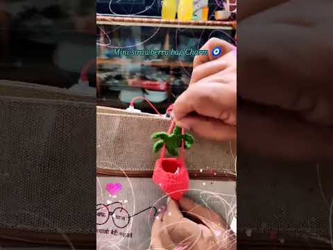 Handmade crochet mini strawberry charm