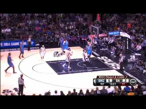 NBA, playoff 2014, Spurs vs. Thunder, Round 3, Game 2, Move 3, Tiago Splitter, block