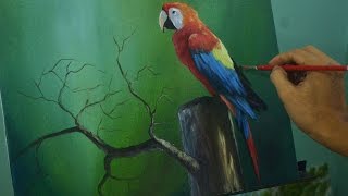 Acrylic Painting Lesson - The Parrot Bird by JM Lisondra