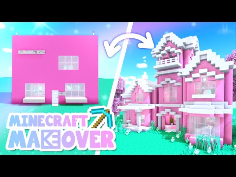 💙Cute PINK House Transformation! Minecraft Makeover Ep.2