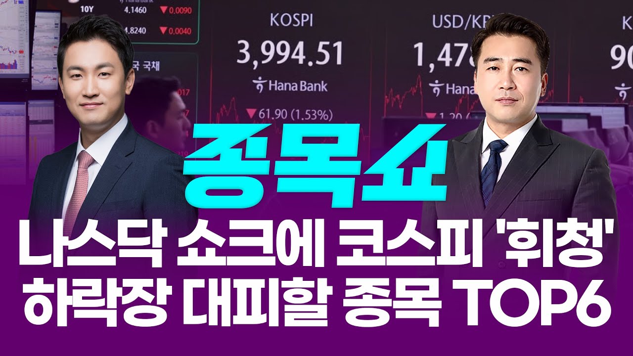나스닥 쇼크에 코스피 '휘청'…하락장 대피할 종목 TOP6ㅣ 종목쇼 ㅣ