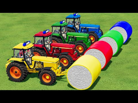LOADER OF COLORS! JOHN DEERE POLICE TRACTORS vs COLORED COTTON BALES! TRANSPORT TO SELL POINT! FS22