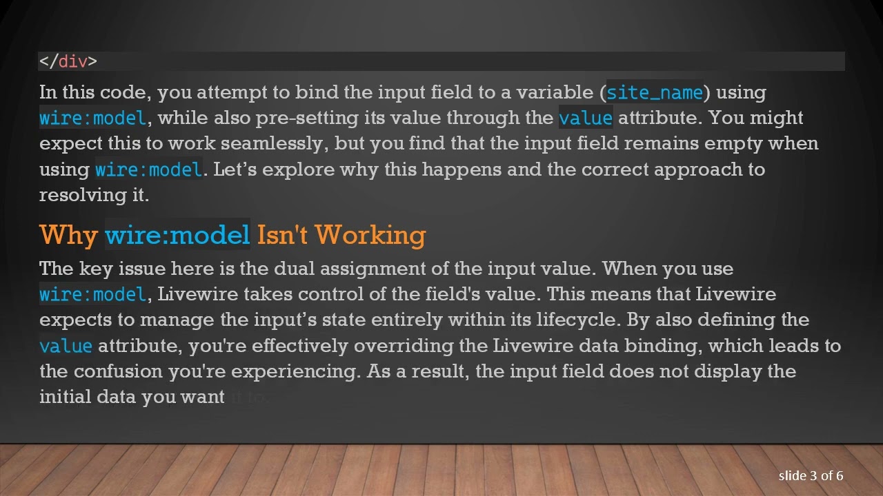 Resolving the Input Value Issue with Laravel Livewire's wire:model